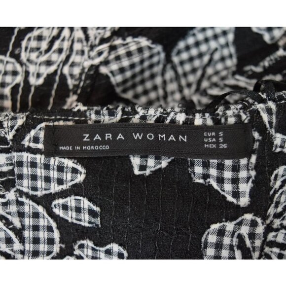 ZARA WOMAN FLORAL PRINT BLACK ONE SHOULDER RUFFLE TOP - Picture 5 of 6